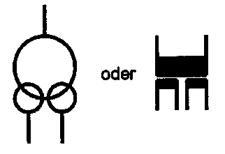 Symbol Transformator mit zwei Sekundärwicklungen